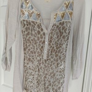 Anthropologie tiny velvet sequins loose tunic